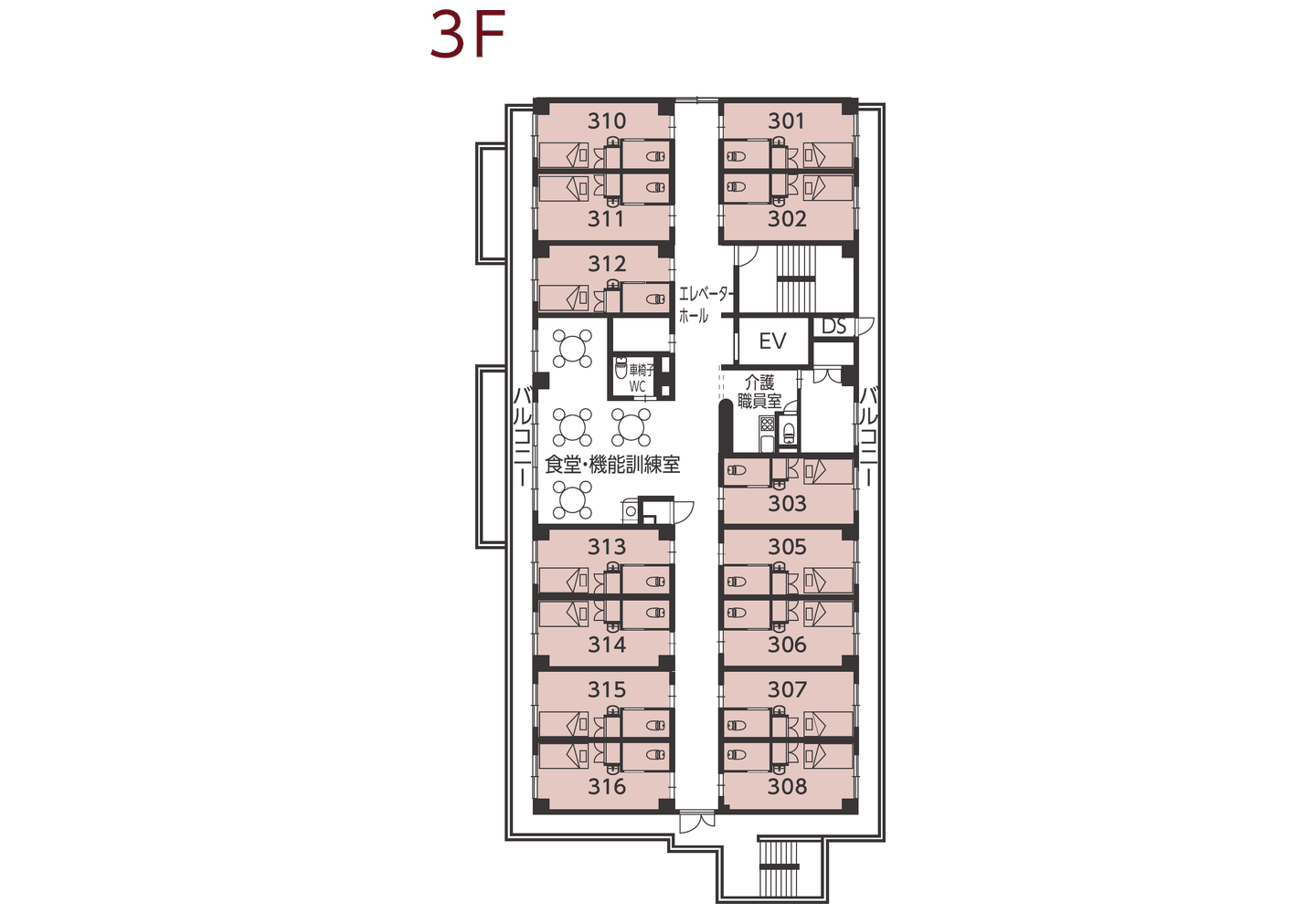 花咲浜寺 3階 フロア図面